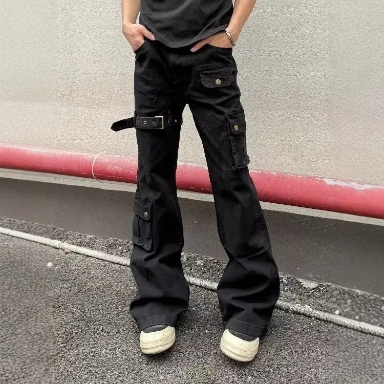 Damen Modische Cargo-Jeans mit weitem Bein und praktischen Taschen Drune
