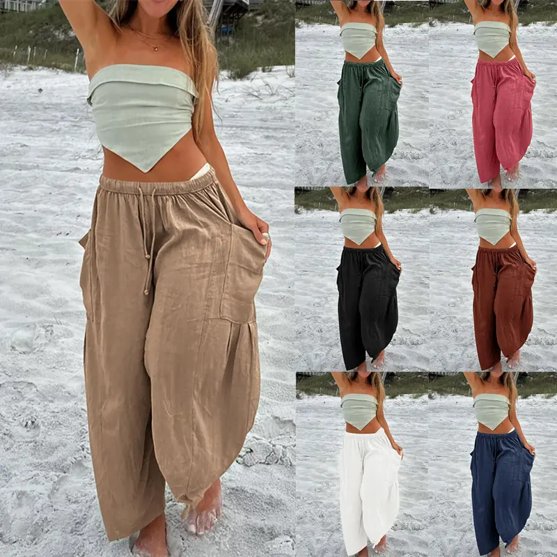 Damen Modische Leinenhose Drune