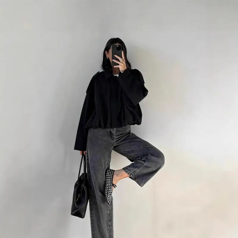 Damen Modische Oversized Jacke Drune
