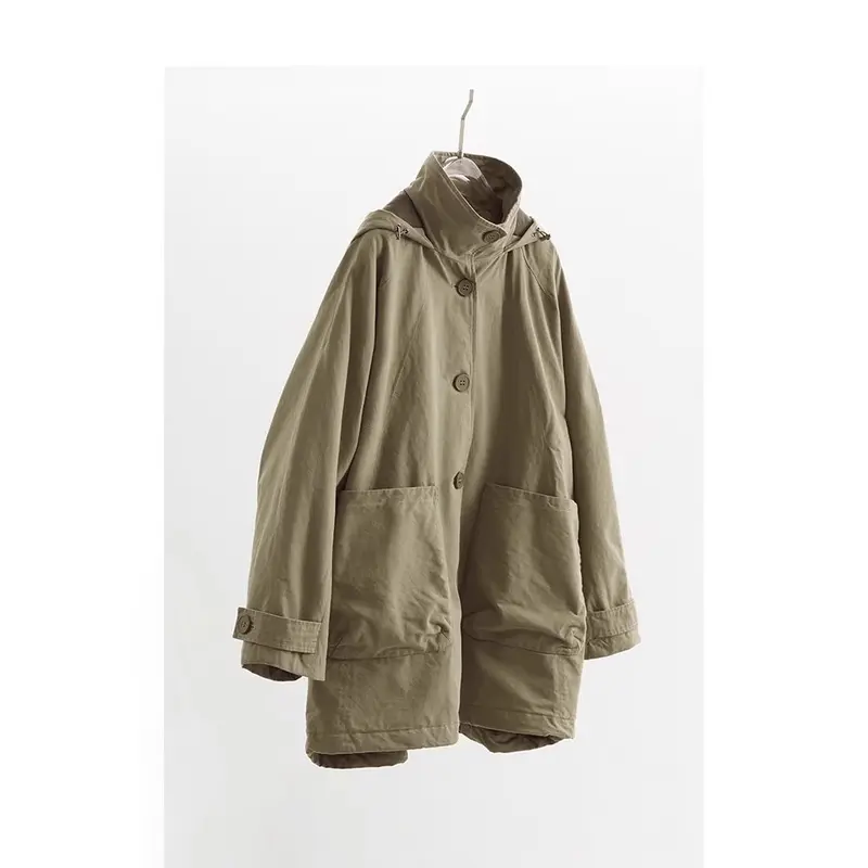 Damen Modische Übergangsjacke mit abnehmbarer Kapuze Drune