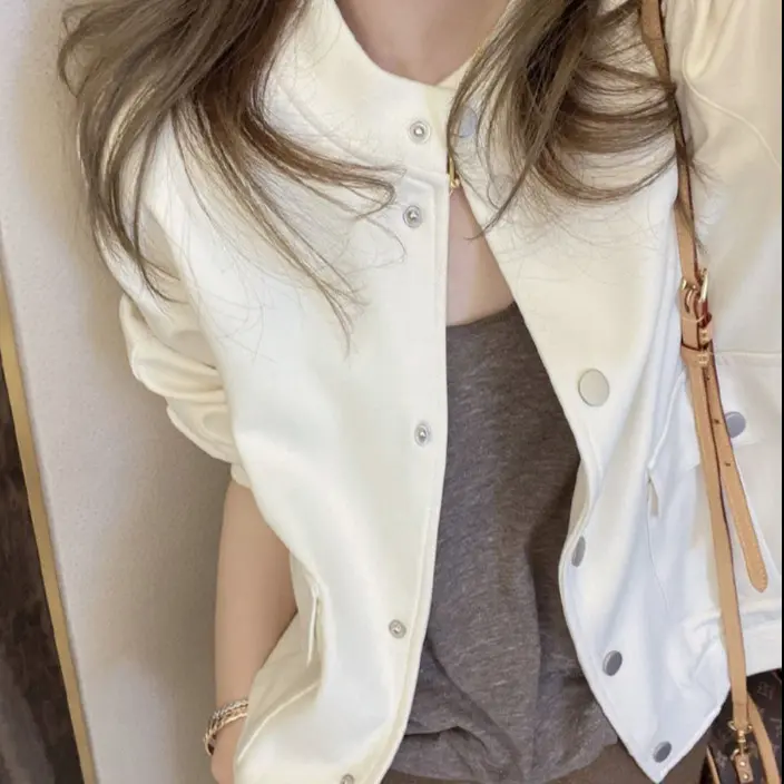 Damen Modische Übergangsjacke mit Druckknopf und lässigem Schnitt Drune