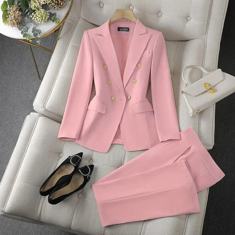 Damen Modischer Doppelreiher Blazer mit eleganten Details Drune