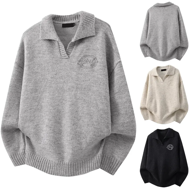 Damen Modischer Grobstrickpullover mit V-Ausschnitt Drune