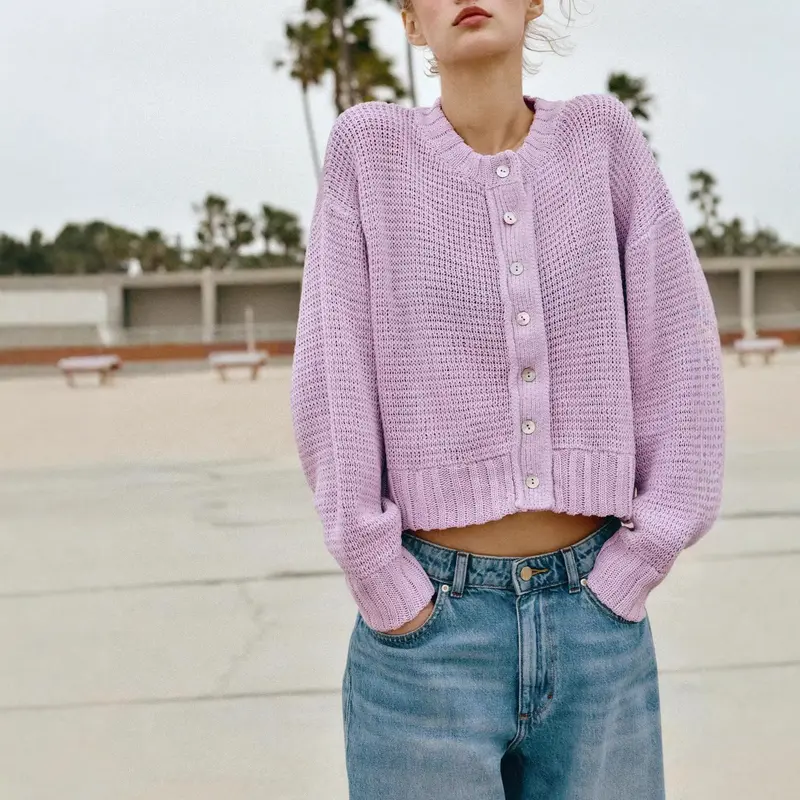 Damen Modischer Strickpullover mit Knopfleiste Drune