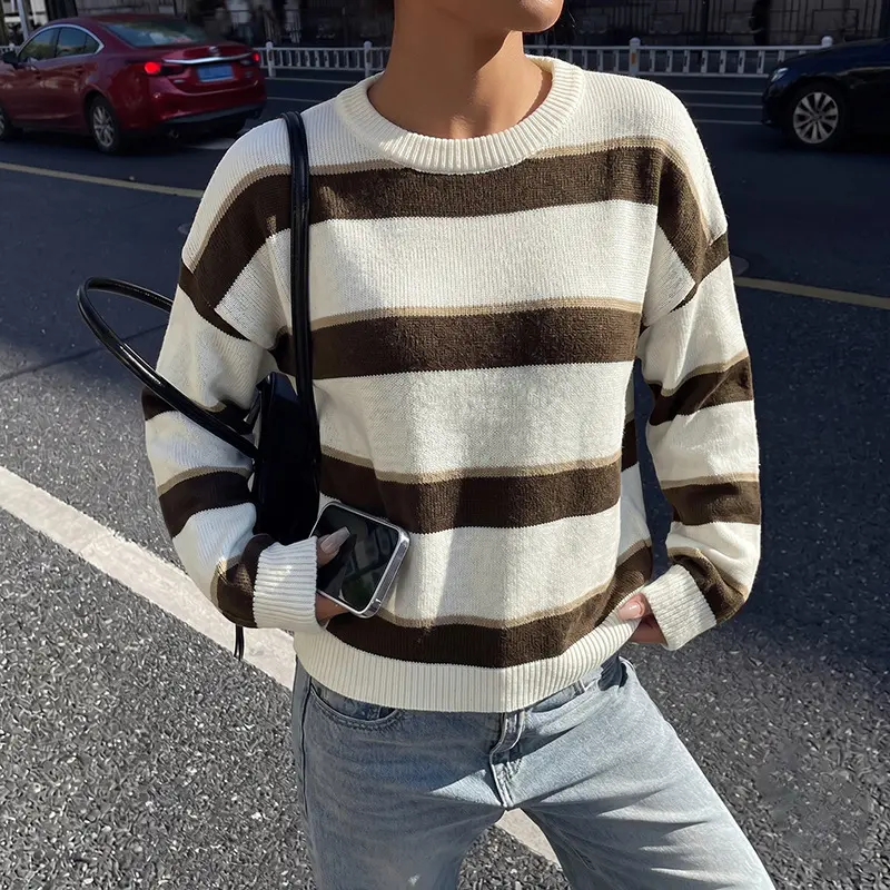 Damen Modischer Strickpullover mit Streifen Drune