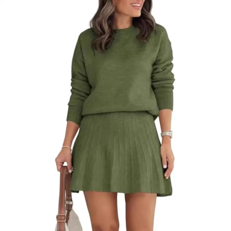 Damen Modisches Strickpullover und Rock-Set Drune