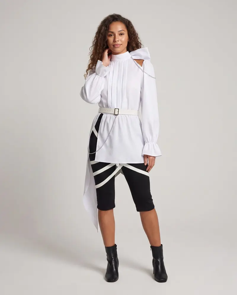 Damen modisches Zweiteiler-Set mit Rüschendetails und einzigartigen Accessoires Drune