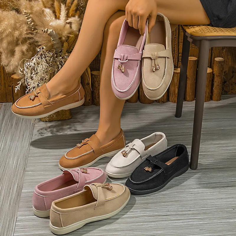 Damen Mokassin-Slipper mit dekorativen Quasten und gepolstertem Komfortfußbett Drune
