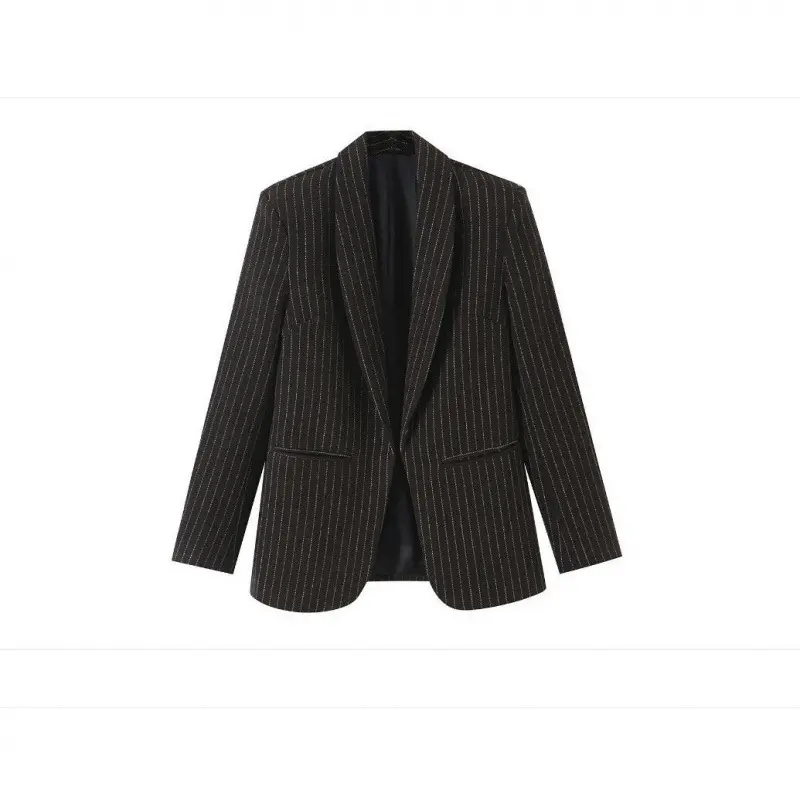 Damen Nadelstreifen-Blazer mit Schalkragen und leicht taillierter Silhouette Drune