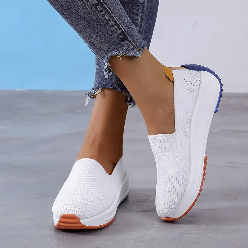 Damen Nahtloser Strick‑Slip‑On‑Walking Sneaker mit ergonomischem Memory‑Foam Drune