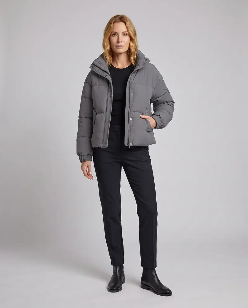 Damen Nan Kurz Urban Steppjacke mit Kapuzeneinsatz, aufgesetzten Taschen und weicher thermischer Innenauskleidung