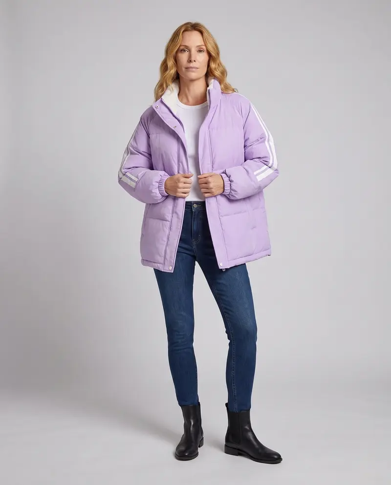 Damen nan sportlicher gesteppten Stadt-Puffer mit ergonomischem Stehkragen und reflektierenden Armstreifen