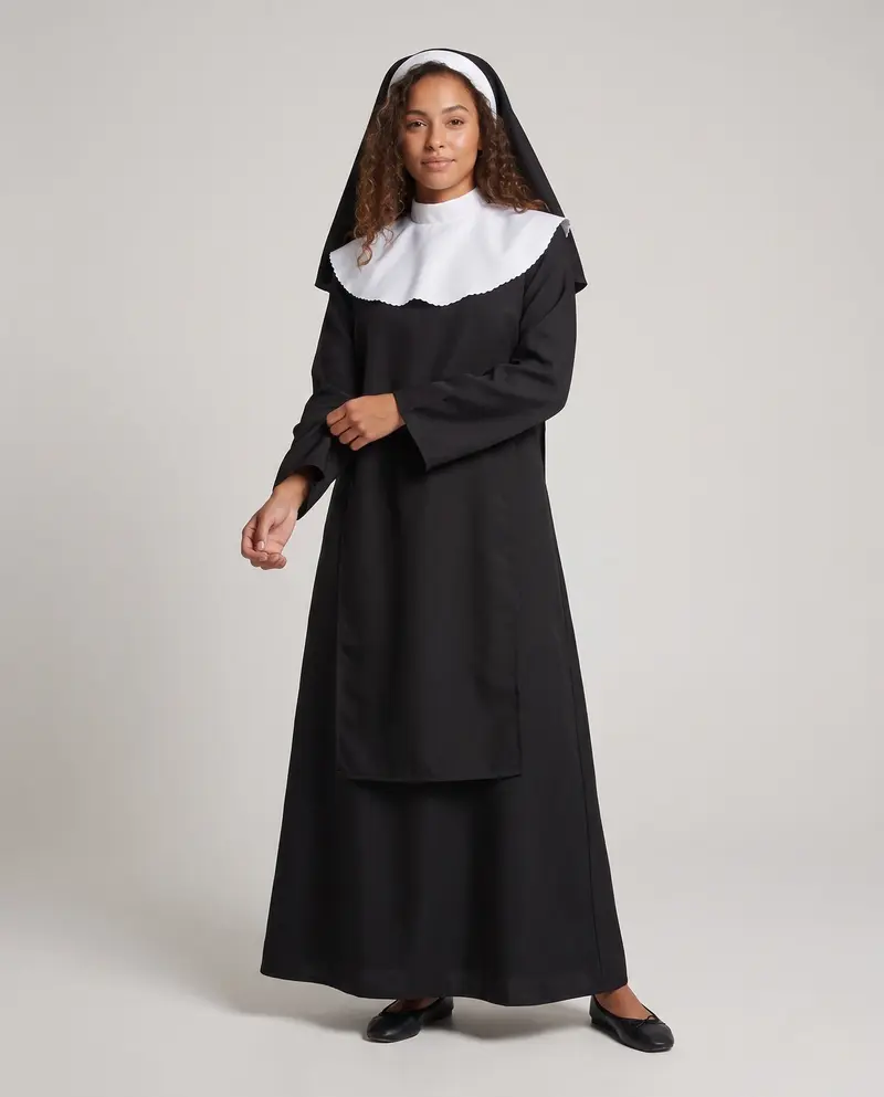 Damen Nonnenkostüm mit elegantem Kapuzenumhang Drune