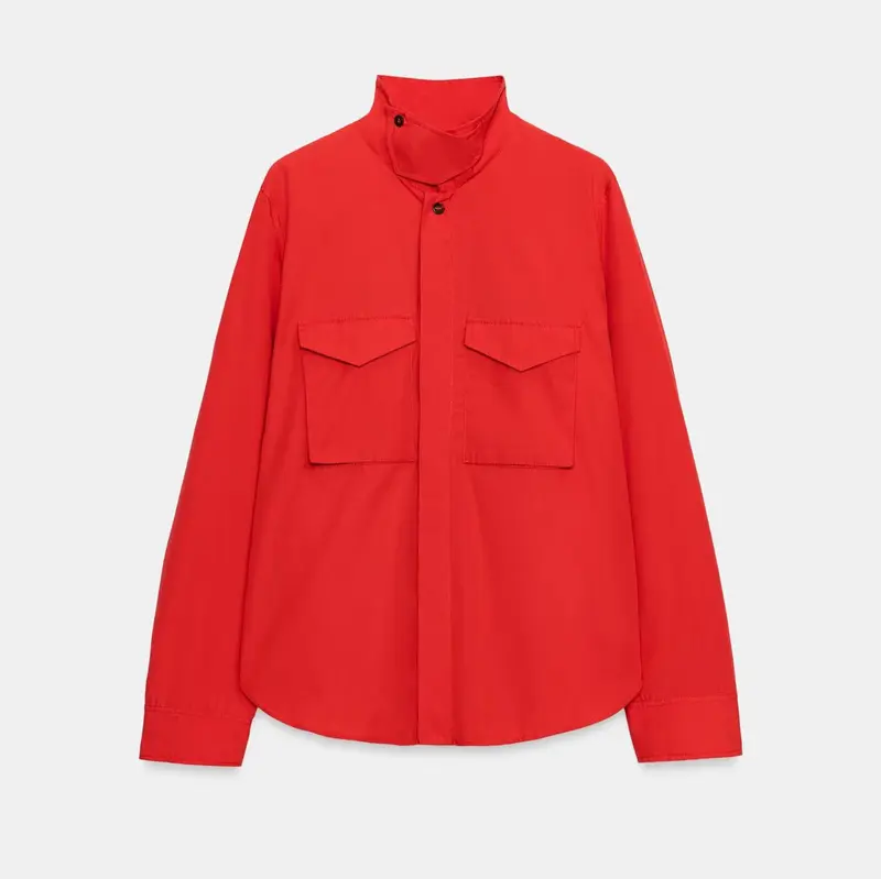 Damen Overshirt mit Stehkragen und aufgesetzten Brusttaschen Drune