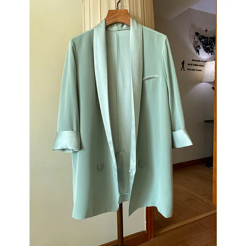 Damen Oversize-Blazerjacke mit Schalkragen und Satinbesatz Drune