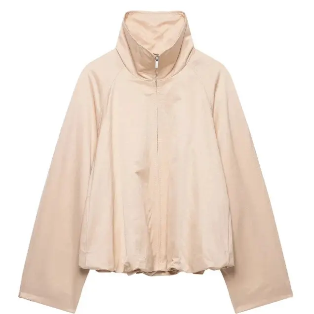 Damen Oversize‑Blousonjacke mit Funnelkragen, Raglanärmeln und verstellbarem Saum Drune
