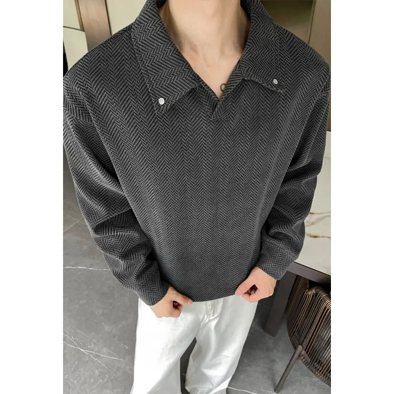 Damen Oversize-Bluse mit Fischgrätstruktur und Balloon-Ärmeln Drune
