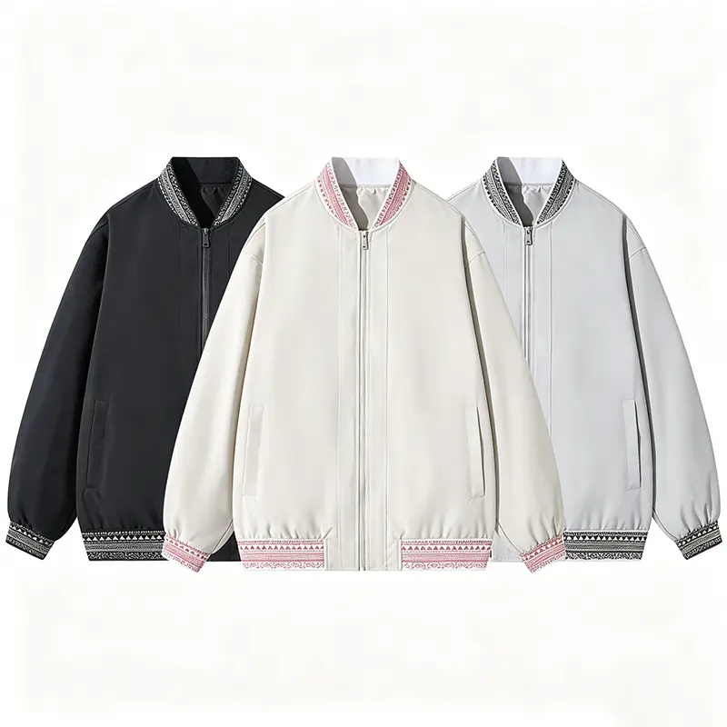Damen Oversize Bomberjacke mit folklorischen Stickborden Drune