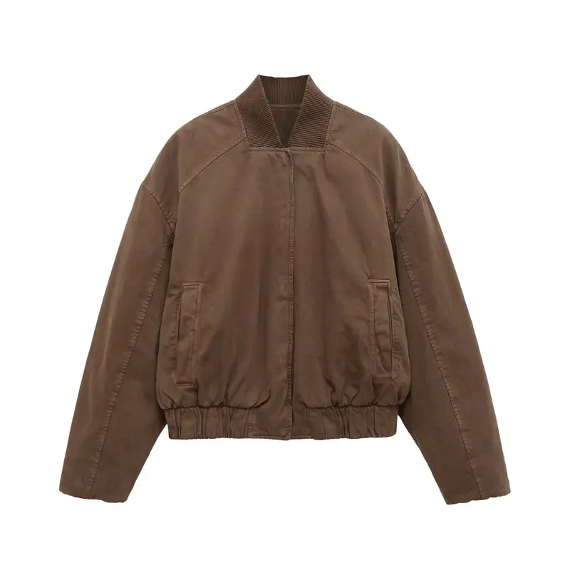 Damen Oversize-Bomberjacke mit gerafftem Saum und Rippenkragen Drune