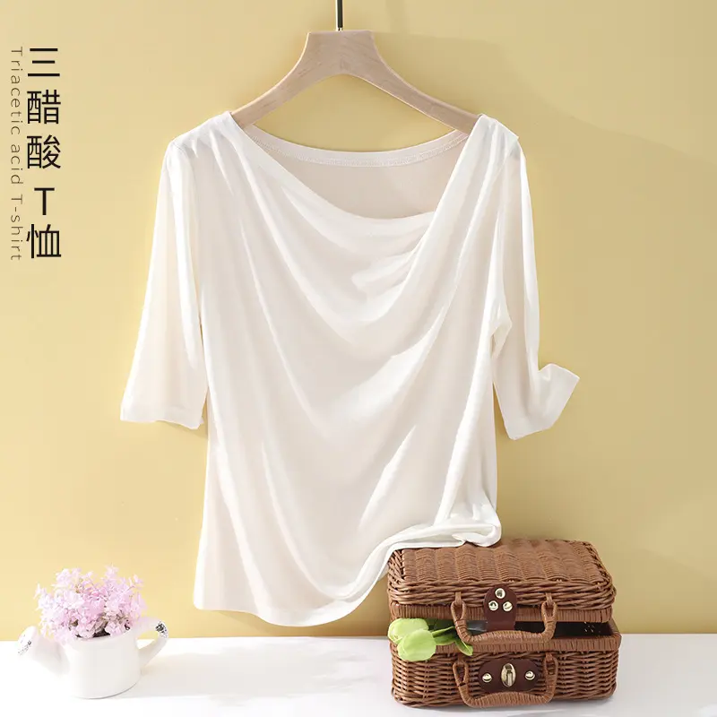Damen Oversize-Drapé-Shirt mit Wasserfallkragen & leichtem Jerseyfall Drune