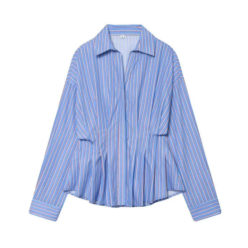 Damen Oversize-Hemd mit Taillen-Zugbund und feinem Streifenmuster Drune
