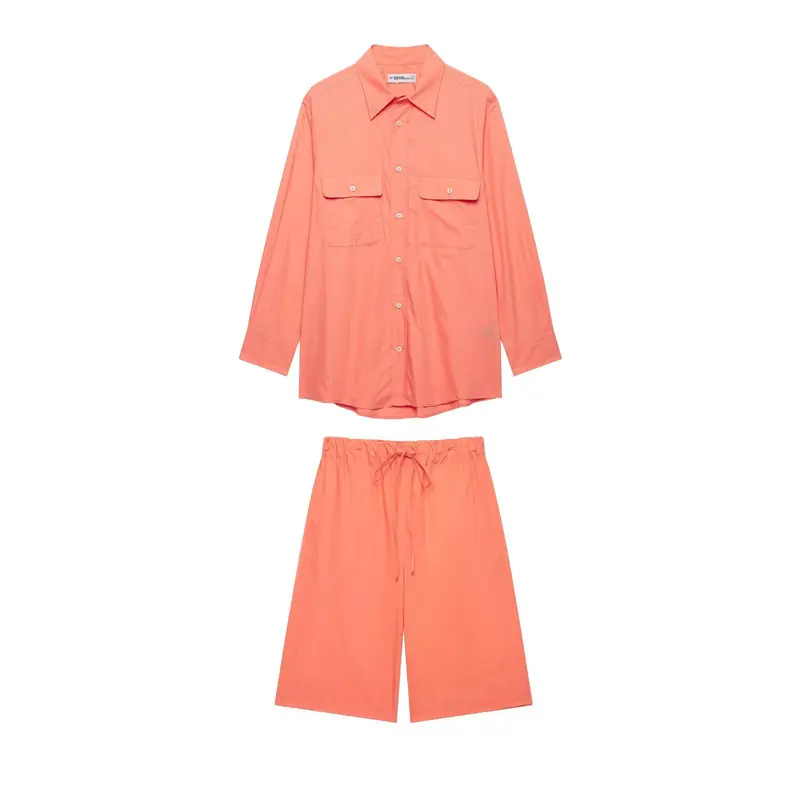 Damen Oversize Hemdbluse im Utility‑Stil mit aufgesetzten Pattentaschen Drune
