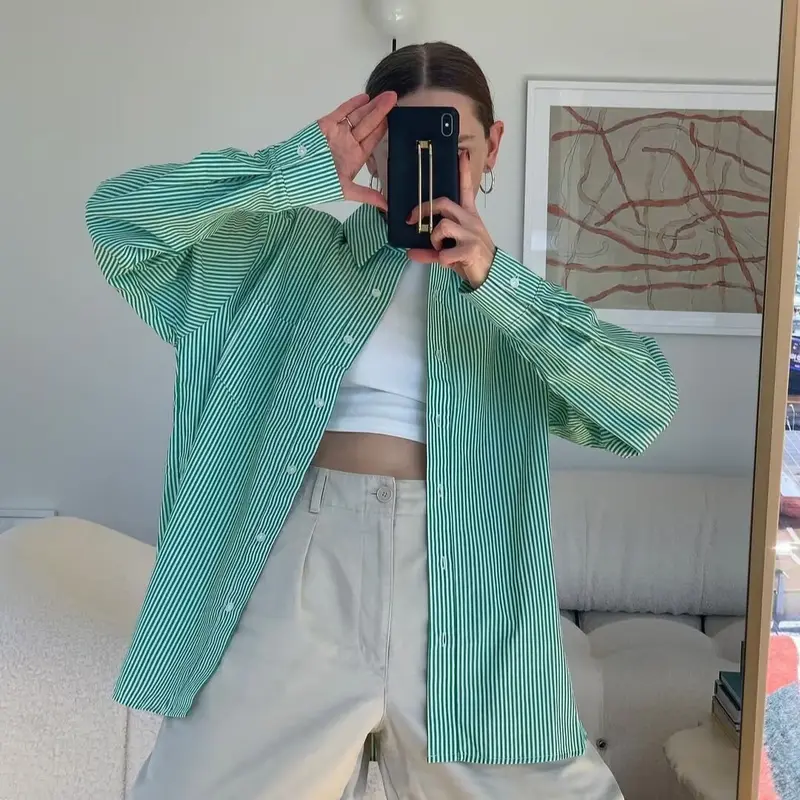 Damen Oversize-Hemdblusenkleid aus leichtem Baumwollmix mit verlängertem Rückensaum und offener Knopfleiste Drune