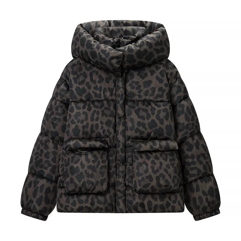 Damen Oversize Stepp-Pufferjacke mit hoher Kapuze und aufgesetzten Pattentaschen Drune