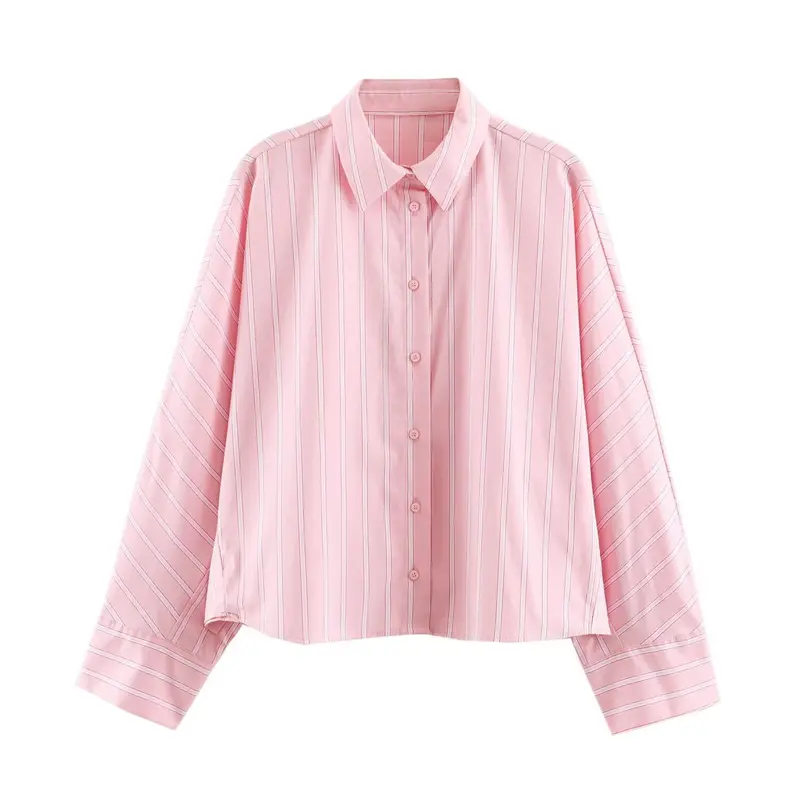 Damen Oversize-Streifenhemd mit Kentkragen und langen Manschetten Drune