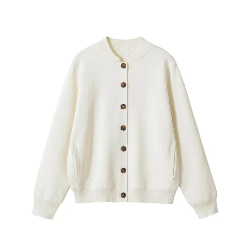 Damen Oversize Strickjacke mit Knopfleiste, Rippbündchen und Eingrifftaschen Drune