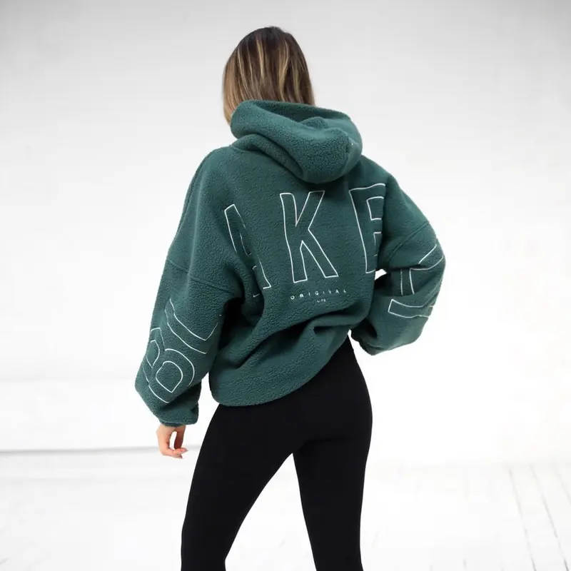 Damen Oversize Teddy-Fleece-Hoodie mit Logostickerei Drune