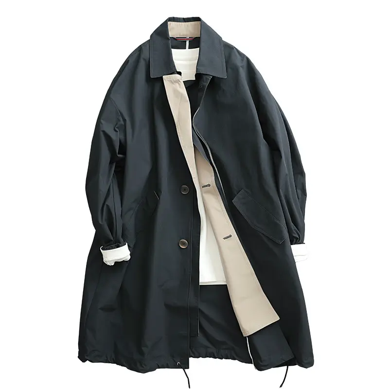 Damen Oversize-Trenchcoat aus atmungsaktivem Baumwollmischgewebe mit verdeckter Knopfleiste Drune