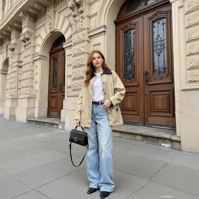 Damen Oversize-Übergangsjacke mit Kontrastkragen und Tunnelzug Drune