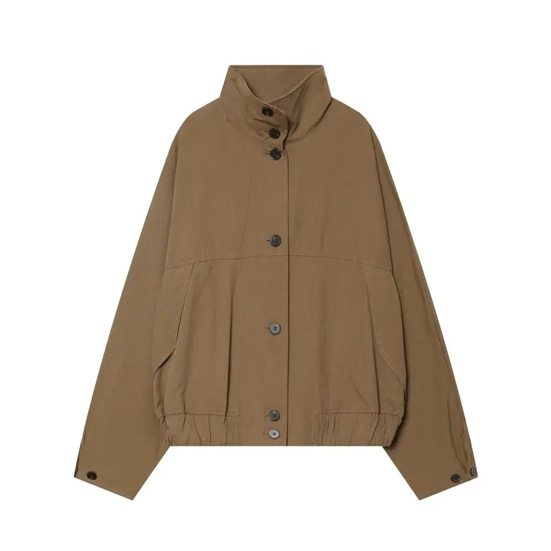 Damen Oversize-Utility-Jacke mit hohem Stehkragen und elastischem Saum Drune