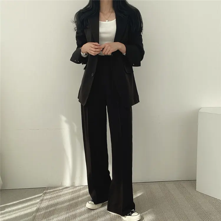 Damen Oversized Blazer mit zwei Knöpfen Drune