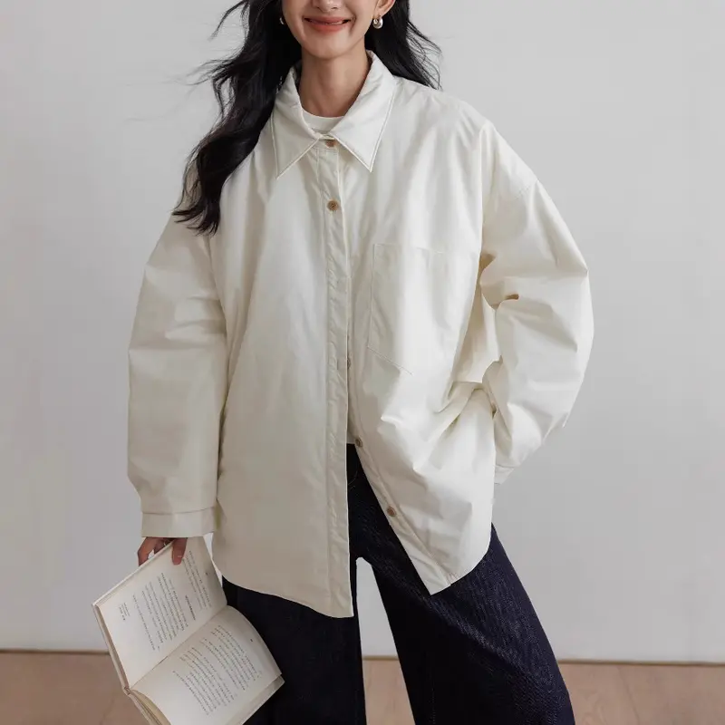 Damen Oversized Bluse mit Knopfdetail Drune