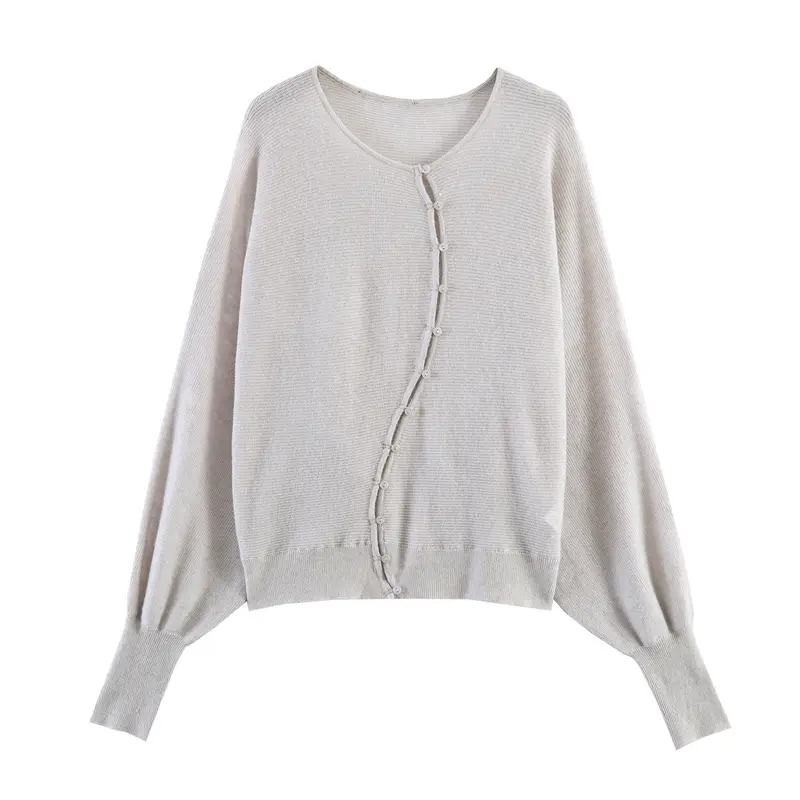 Damen Oversized-Feinstrick-Cardigan mit asymmetrischer Knopfleiste und Fledermausärmeln Drune