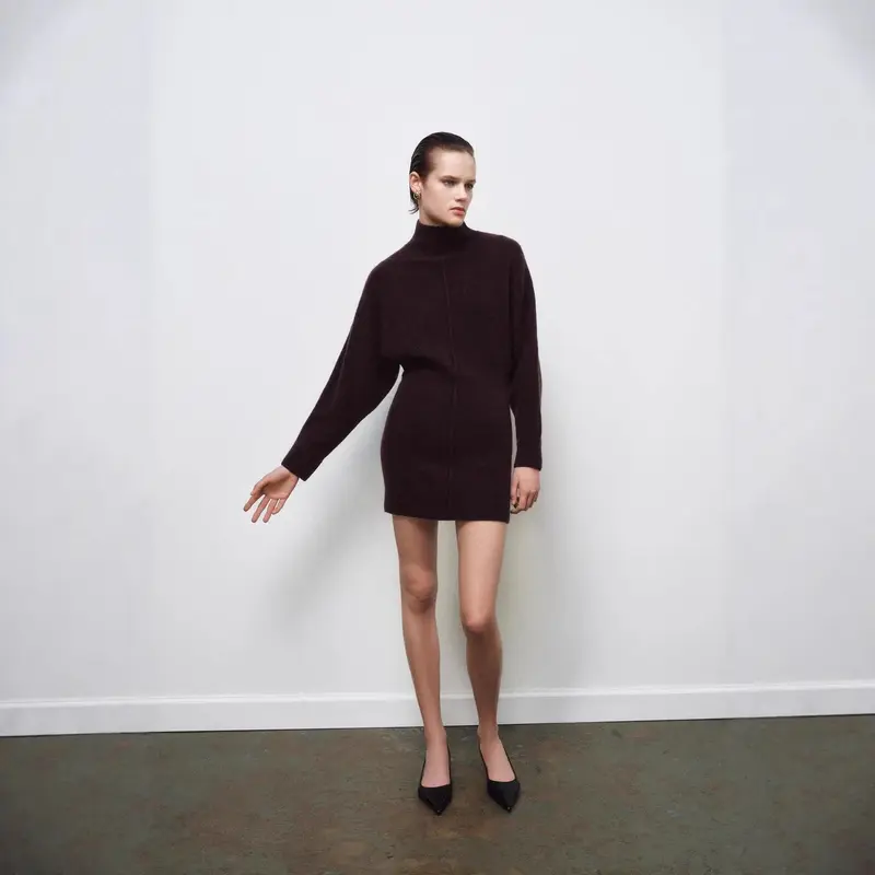 Damen Oversized Strickkleid mit Rollkragen und Ballonärmeln Drune