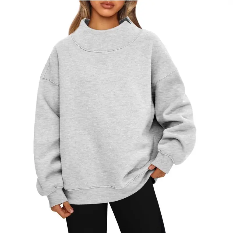 Damen Oversized-Sweatshirt mit hohem Stehkragen und überschnittener Schulter Drune