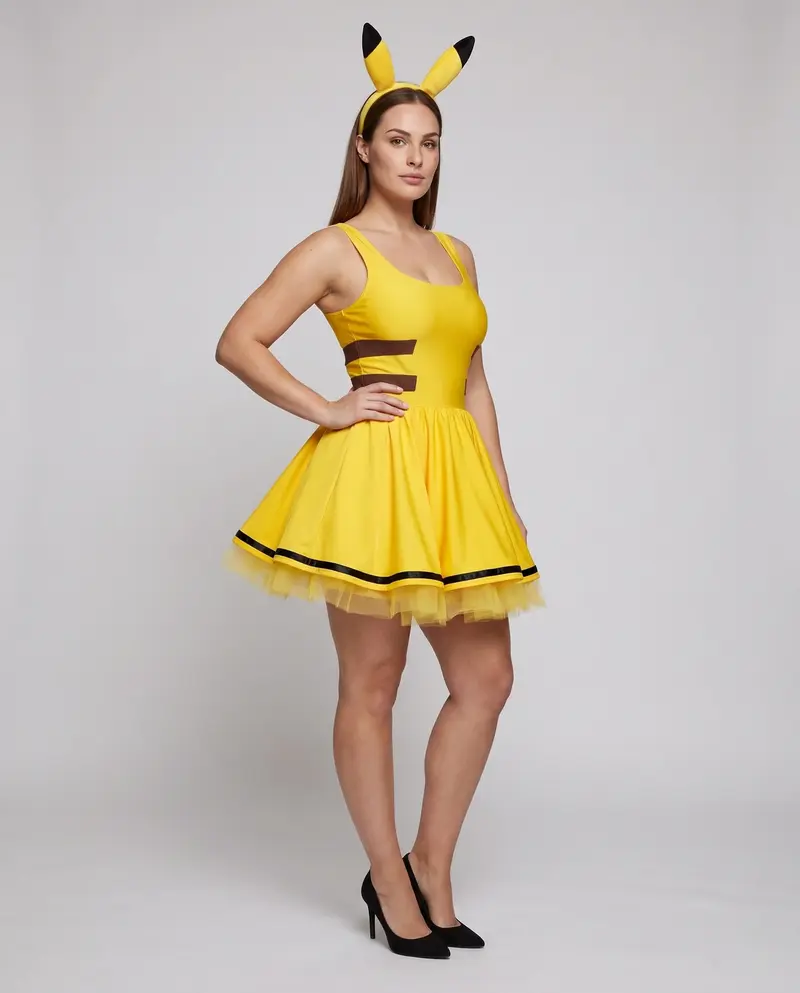 Damen Pikachu-Kostümkleid mit fröhlichem Tüllrock Drune