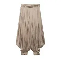 Damen Plissierter Satin‑Haremrock mit voluminöser Silhouette und gerafften Bündchen Drune