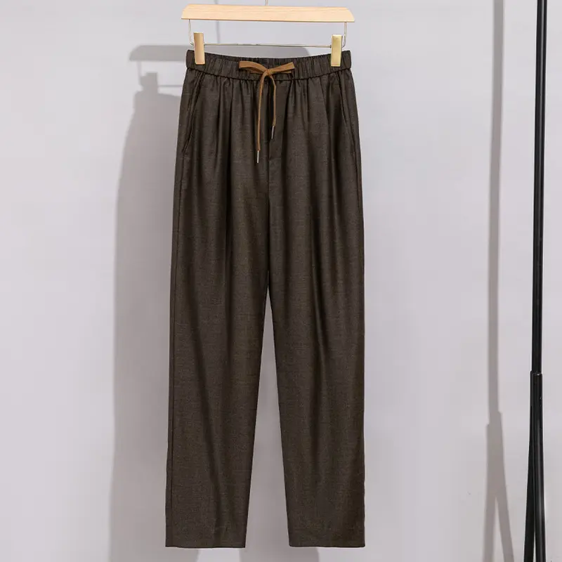 Damen Relaxed-Hose mit elastischem Bund, Tunnelzug und geradem Bein Drune
