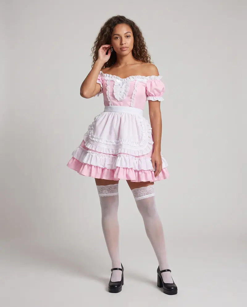 Damen Rüschenkleid mit schulterfreiem Design und mehrlagigen Akzenten Drune