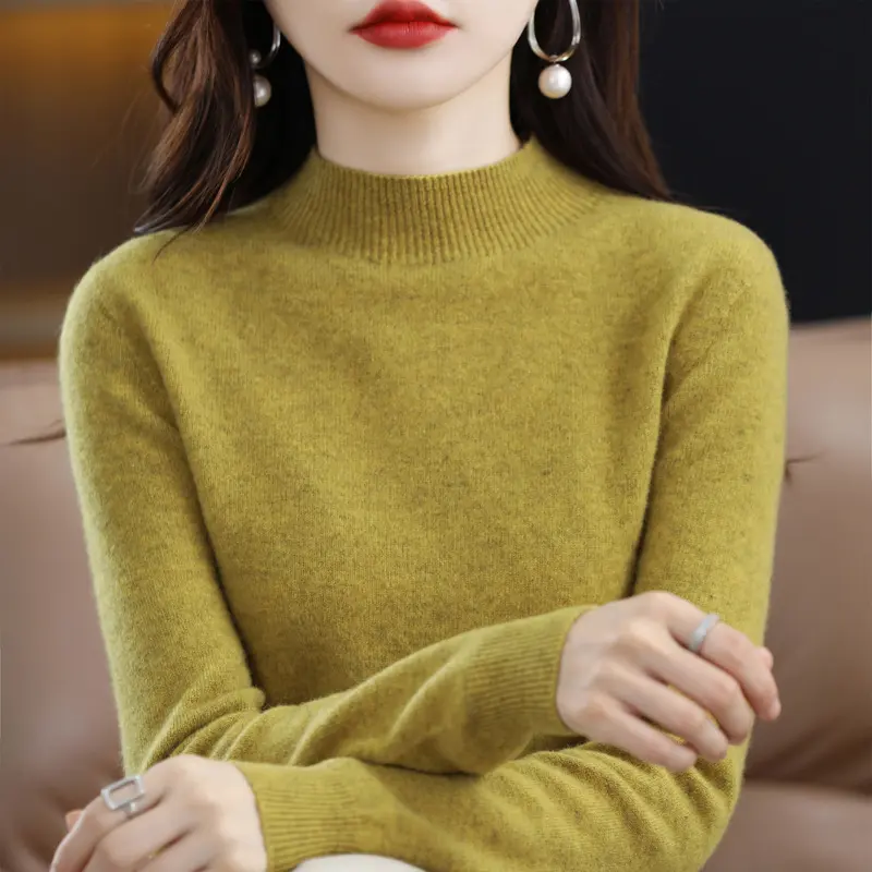 Damen Schlanker Feinstrick-Mockneckpullover mit extrafeinem Flauschfinish und verlängerten Bündchen Drune