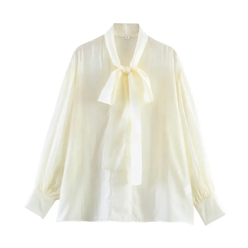 Damen Schluppenbluse aus glänzendem Satin mit voluminösen Ballonärmeln Drune