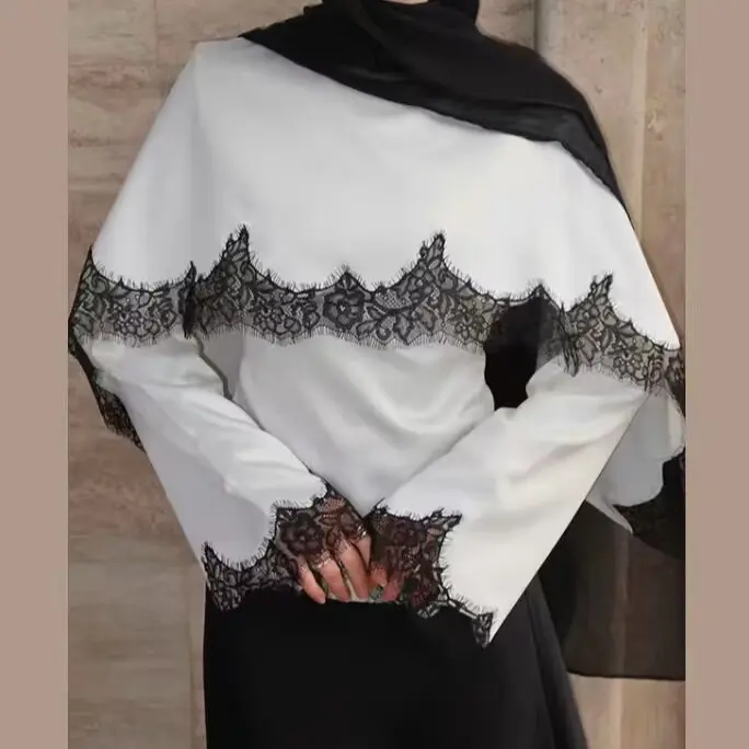 Damen Schultercape mit floraler Spitzenkante und weitem Fall Drune