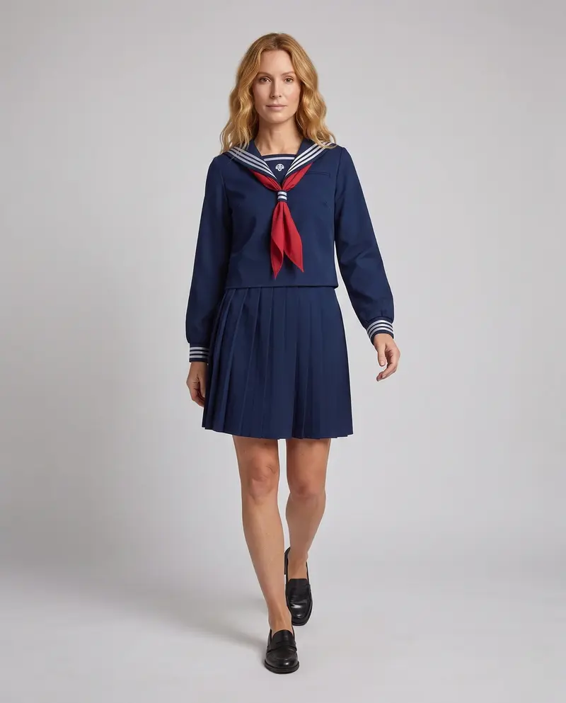 Damen Schuluniform Set mit Maritimen Akzenten Drune