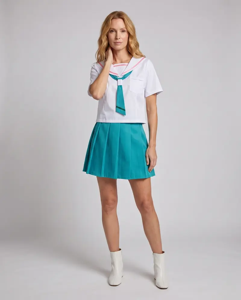 Damen Schuluniformkleid mit nautischem Kragen und Faltenrock Drune