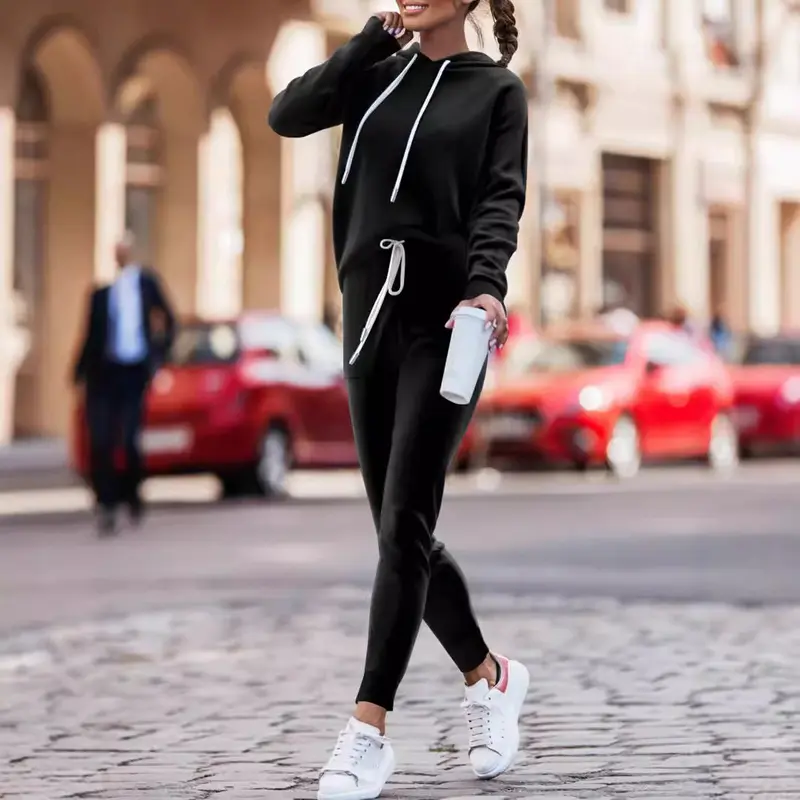 Damen Sportliches Hoodie-Set mit bequemem Jogger Drune