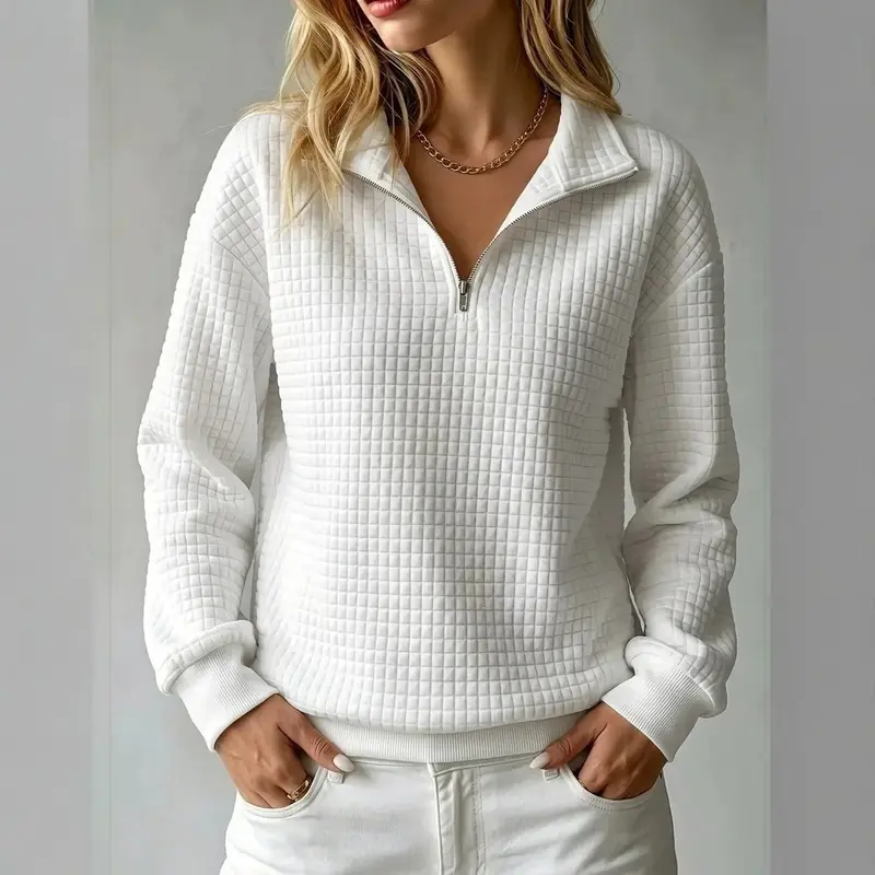 Damen Stepp-Fleece-Pullover mit halbem Reißverschluss und Stehkragen Drune
